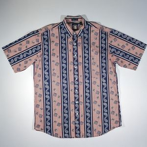 Vtg 90s Gant Salty Dog AOP All Over Print Button Up Shirt Paisley Size XLT
